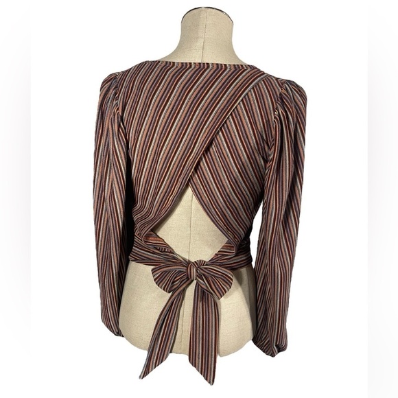 Free People Fall Nights Wrap Front Top Open Back Size Small - Picture 7 of 12